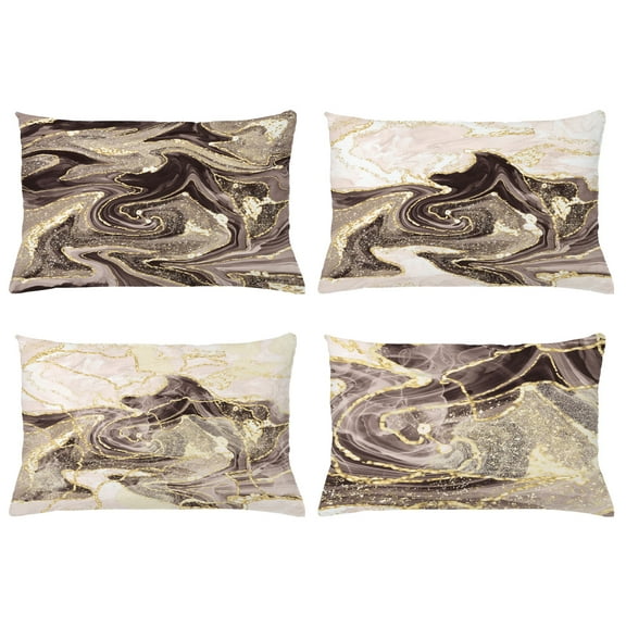 Ambesonne Throw Pillow Cover 4 Pack, , 12"x20", Taupe Beige Mustard