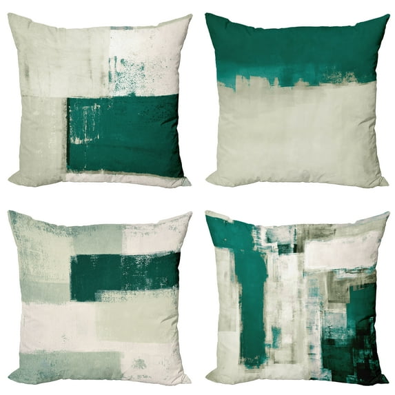 Ambesonne Throw Pillow Cover 4 Pack, , 20", Dark Teal and Pale Sage Green