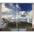 thumbnail image 1 of Ambesonne Tiger Curtains 2 Panel Set, Bengal Feline Hunting, 108" x 108", Eggshell Sky Blue White, 1 of 3
