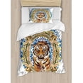 thumbnail image 1 of Ambesonne Tiger Duvet Cover Sets, Japanese Exotic Adventure, 2-Twin, Royal Blue Pale Brown, 1 of 4