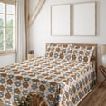 thumbnail image 1 of Ambesonne Tiger Fitted & Flat Sheet with Shams 4 Pcs Set, Exotic Wild Heads Geometric, Calking, Ivory Orange Rose, 1 of 5