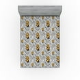 thumbnail image 1 of Ambesonne Tiger Fitted Sheet, Wild Cat Life Artwork Exotic, Queen Size, Grey and Pale Orange, 1 of 5