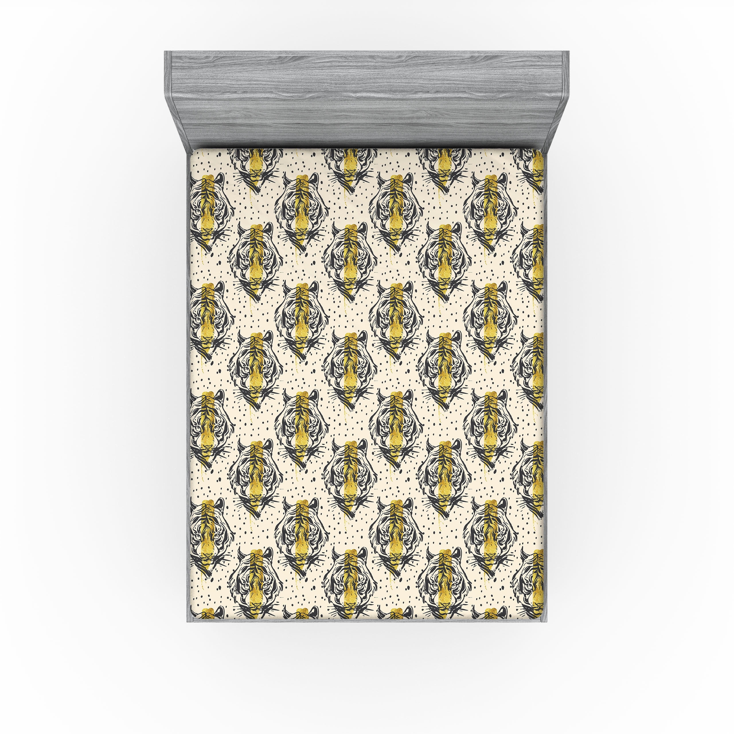 Gray Tiger Print Queen Microfiber Fitted Sheet