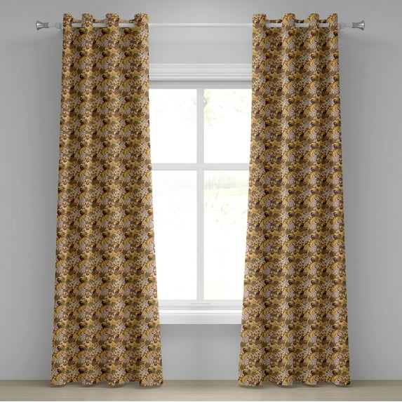 Ambesonne Tiger Grommet Curtain, Tropical Bengal Toucan, 50" x 72", Earth Yellow Dark Blue