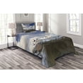 thumbnail image 1 of Ambesonne Tiger Quilted Bedspread Set 2 Pcs, Bengal Feline Hunting, Twin Size, Eggshell Sky Blue White, 1 of 3