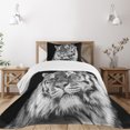 thumbnail image 1 of Ambesonne Tiger Quilted Bedspread Set 2 Pcs, Intense Gaze of Hunter, Twin Size, Pale Grey Black, 1 of 3