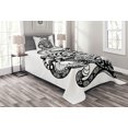 thumbnail image 1 of Ambesonne Tiger Quilted Bedspread Set 2 Pcs, Snake and Tiger Pattern, Twin Size, Black and White, 1 of 3