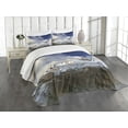 thumbnail image 1 of Ambesonne Tiger Quilted Bedspread Set 3 Pcs, Bengal Feline Hunting, Queen Size, Eggshell Sky Blue White, 1 of 5