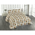 thumbnail image 1 of Ambesonne Tiger Quilted Bedspread Set 3 Pcs, Exotic Wild Heads Geometric, Queen, Ivory Orange Rose, 1 of 4