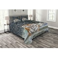thumbnail image 1 of Ambesonne Tiger Quilted Bedspread Set 3 Pcs, Exotic Wildlife Nature, King Size, Multicolor, 1 of 3