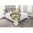 thumbnail image 1 of Ambesonne Tiger Quilted Bedspread Set 3 Pcs, Japanese Hand Drawn, Queen Size, Black Pale Brown, 1 of 3