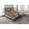 thumbnail image 1 of Ambesonne Tiger Quilted Bedspread Set 3 Pcs, Large Calm Wild Cat Blur, Queen Size, Orange Multicolor, 1 of 3