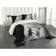 thumbnail image 1 of Ambesonne Tiger Quilted Bedspread Set 3 Pcs, Large Cat Plays in Water, King Size, Black Pale Grey, 1 of 5