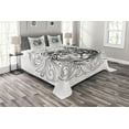 thumbnail image 1 of Ambesonne Tiger Quilted Bedspread Set 3 Pcs, Monochrome Feline Leaves, Queen Size, Black White, 1 of 3