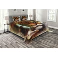thumbnail image 1 of Ambesonne Tiger Quilted Bedspread Set 3 Pcs, Nature Wildlife, Queen Size, Multicolor, 1 of 3