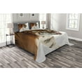 thumbnail image 1 of Ambesonne Tiger Quilted Bedspread Set 3 Pcs, Panthera on Snow Close, King Size, Pale Brown, 1 of 3