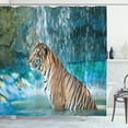 thumbnail image 1 of Ambesonne Tiger Shower Curtain, Feline Animal in Pond, 69"Wx75"L, Pale Brown Turquoise, 1 of 3