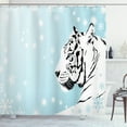 thumbnail image 1 of Ambesonne Tiger Shower Curtain, White Beast on Snowy Land, 69"Wx84"L, Turquoise Black, 1 of 3