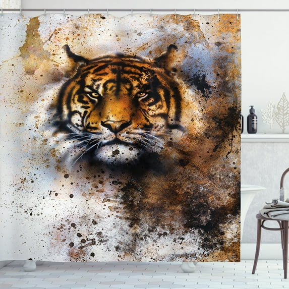Ambesonne Tiger Shower Curtain, Wild Beast Angry Predator, 69"Wx84"L, Multicolor