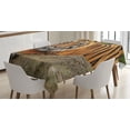 thumbnail image 1 of Ambesonne Tiger Tablecloth Rectangular Table Cover, Tiger Crouching on Rock, 60"x84", Multicolor, 1 of 4
