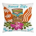 thumbnail image 1 of Ambesonne Tiki Bar Decor Quote Hibiscus Square Pillow Cover, 1 of 1