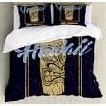 thumbnail image 1 of Ambesonne Tiki Bar Duvet Cover Set, Aloha Hawaiian, King, Indigo Apricot Pale Blue, 1 of 3