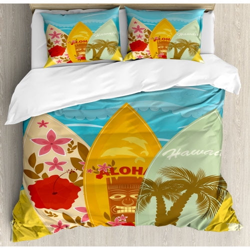 Ambesonne Tiki Bar Duvet Cover Set