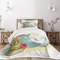 thumbnail image 1 of Ambesonne Tiki Bar Quilted Bedspread Set 2 Pcs, Cartoon Beach, Twin Size, Multicolor, 1 of 5