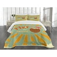 thumbnail image 1 of Ambesonne Tiki Bar Quilted Bedspread Set 3 Pcs, Aloha Fun Party, King Size, Almond Green Orange, 1 of 5