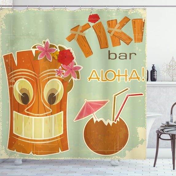 Ambesonne Tiki Bar Shower Curtain, Drink Flora, 69"Wx70"L, Multicolor