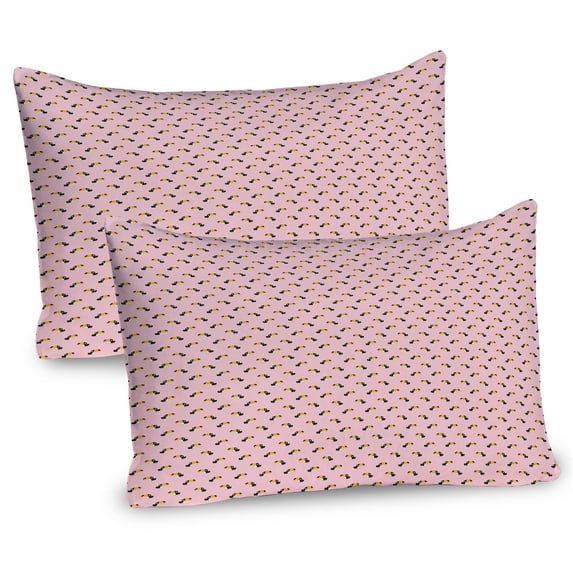 Ambesonne Toucan Pillow Sham 2 Pack, Soft Minimal Tropical Birds, 30"x20", Rose Earth Yellow