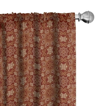 Ambesonne Traditional 4-Panel Curtains, Ethnic Floral Paisley, 56"x95", Dark Fuchsia and White