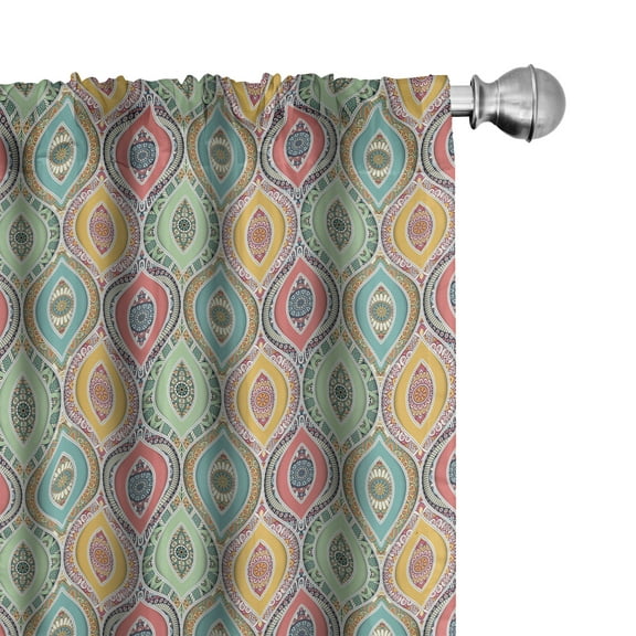 Ambesonne Traditional Curtains, Motif, Pair of 28"x95", Multicolor