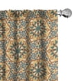 thumbnail image 1 of Ambesonne Traditional Curtains, Oriental Blossom Print, Pair of 28"x63", Dark Cadet Blue Umber, 1 of 4