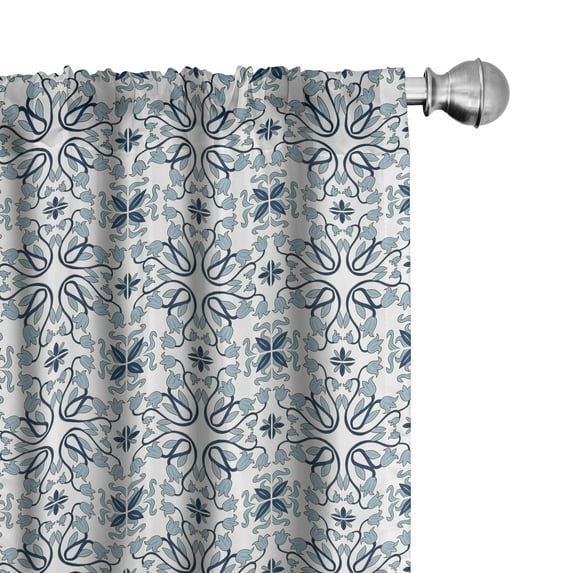 Ambesonne Traditional Curtains, Persian Palace Buds, Pair of 28"x95", Pale Blue