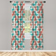 thumbnail image 1 of Ambesonne Traditional Curtains, Retro Mosaic Motif, Pair of 28"x84", Warm Taupe Turquoise, 1 of 2