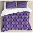 thumbnail image 1 of Ambesonne Traditional Duvet Cover Sets, Eastern Mosaic Floral, 2-King, Violet Dark Purple and White, 1 of 7