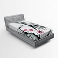 thumbnail image 1 of Ambesonne Traditional Fitted Sheet, Natural Spring Buds, Twin Size, Dark Green and Fuchsia, 1 of 2
