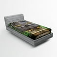 thumbnail image 1 of Ambesonne Traditional Fitted Sheet, Old Castle Entrance, Twin Size, Brown Green, 1 of 2