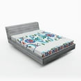 thumbnail image 1 of Ambesonne Traditional Fitted Sheet, Ottoman Tulips, Queen Size, Blue Red, 1 of 2