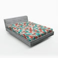 thumbnail image 1 of Ambesonne Traditional Fitted Sheet, Retro Mosaic Motif, Queen Size, Warm Taupe Turquoise, 1 of 3