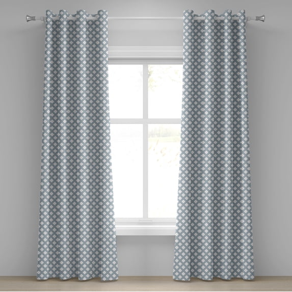 Ambesonne Traditional Grommet Curtain, Portuguese, 50" x 120", Blue White