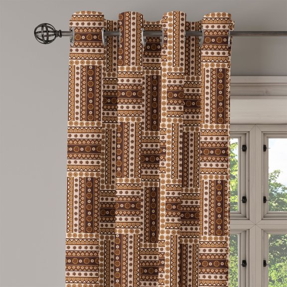 Ambesonne Traditional Grommet Curtain Single Panel, Geometrical, 50"x60", Brown Caramel