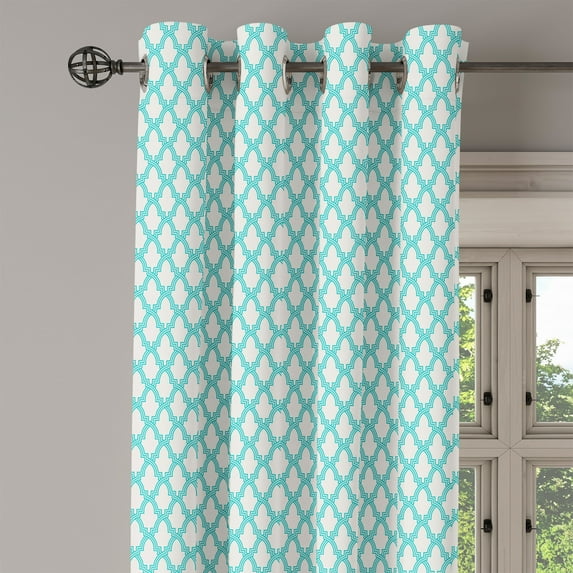 Ambesonne Traditional Grommet Curtain Single Panel, Morroccan Tiles, 50"x60", Turquoise