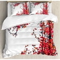 thumbnail image 1 of Ambesonne Traditional House Japanese Cherry Blossom Sakura Branch Made with Brush Artsy Image Duvet Cover Set, 1 of 3