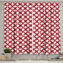Ambesonne Traditional Kitchen Curtains, Symmetric Abstract Art, 55"x24", Dark Pink White Maroon
