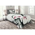 thumbnail image 1 of Ambesonne Traditional Quilted Bedspread Set 2 Pcs, Natural Spring Buds, Twin Size, Dark Green and Fuchsia, 1 of 3