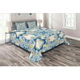thumbnail image 1 of Ambesonne Traditional Quilted Coverlet 3 Pcs, Spanish Retro, King Size, Blue, 1 of 2