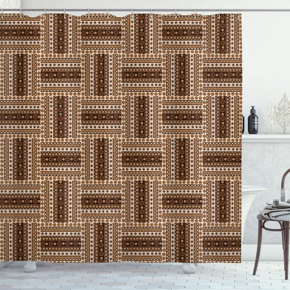 Ambesonne Traditional Shower Curtain, Geometrical, 69"Wx84"L, Brown Caramel