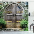 thumbnail image 1 of Ambesonne Traditional Shower Curtain, Old Castle Entrance, 69"Wx75"L, Brown Green, 1 of 3